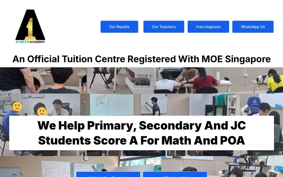 A1 Math Academy website homepage, 4 Oct 2026