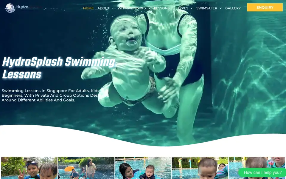 HydroSplash Swimming Academy website homepage, 4 Oct 2026
