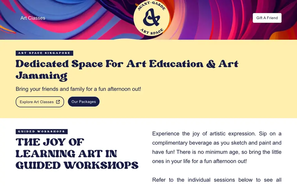 Avant-Garde Art Space website homepage, 4 Oct 2026