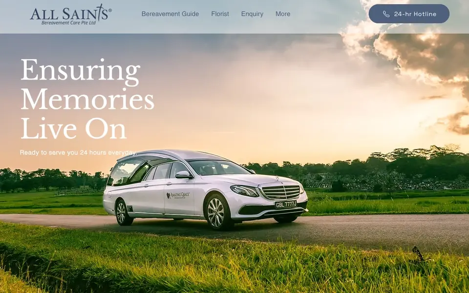 All Saints Bereavement Care website homepage, 4 Oct 2026