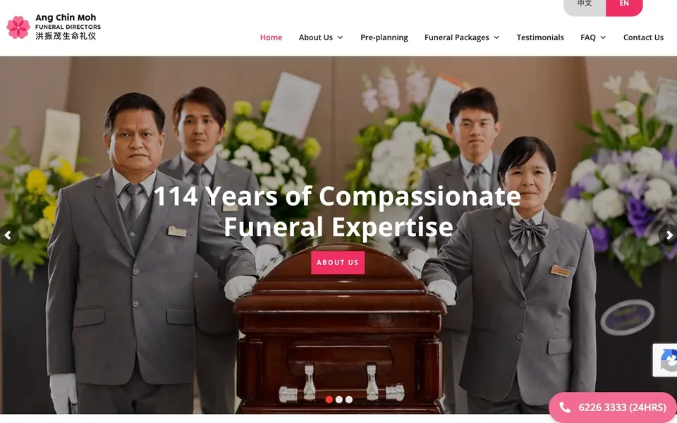 Ang Chin Moh Funeral Directors website homepage, 4 Oct 2026