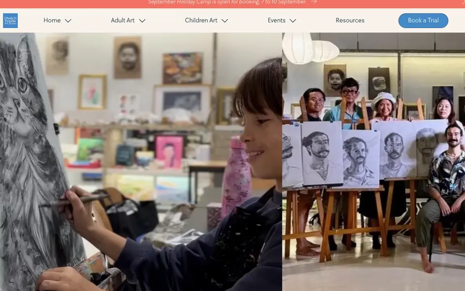Chalk N Pencils Art Studio website homepage, 4 Oct 2026
