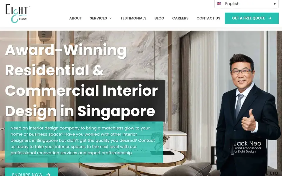 Eight Design website homepage, 4 Oct 2026