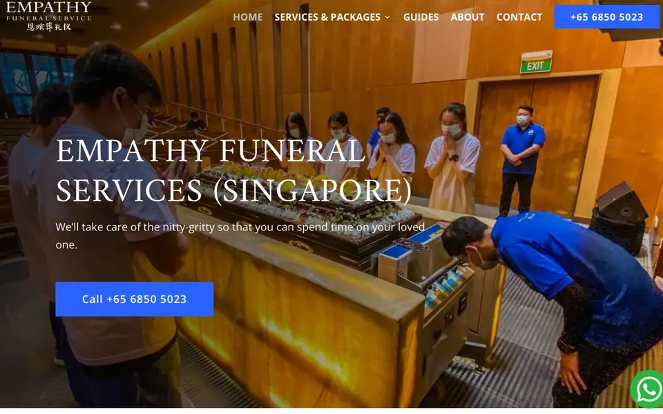 Empathy Funeral Services website homepage, 4 Oct 2026