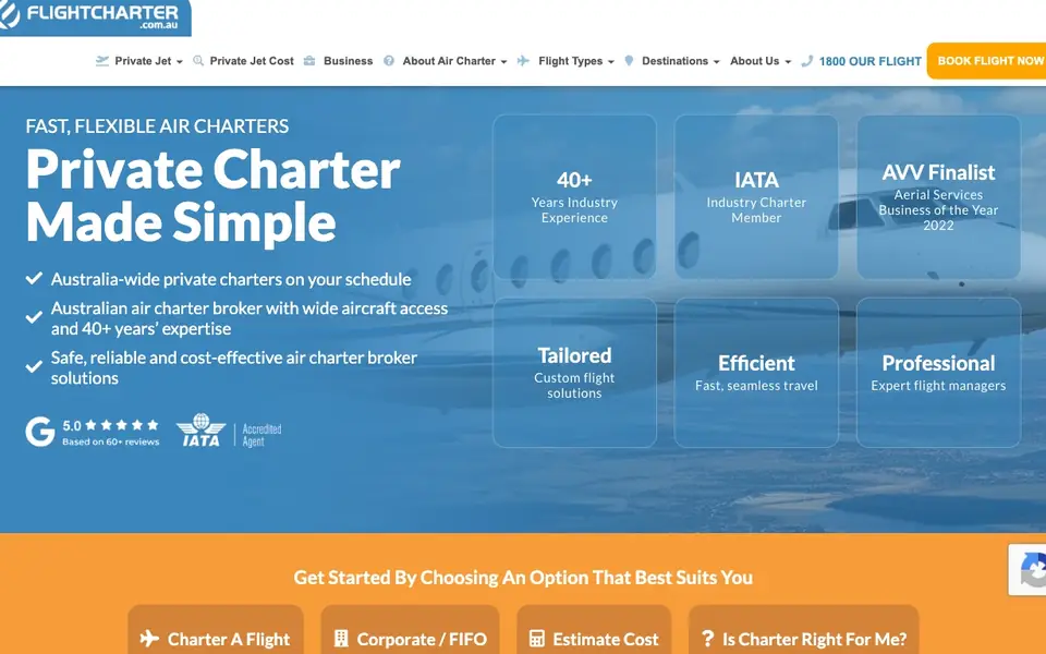 Flightcharter.com.au website homepage, 4 Oct 2026