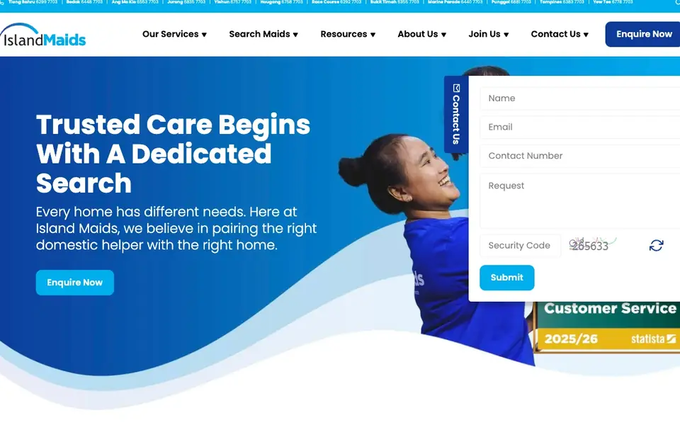 Island Maids website homepage, 4 Oct 2026