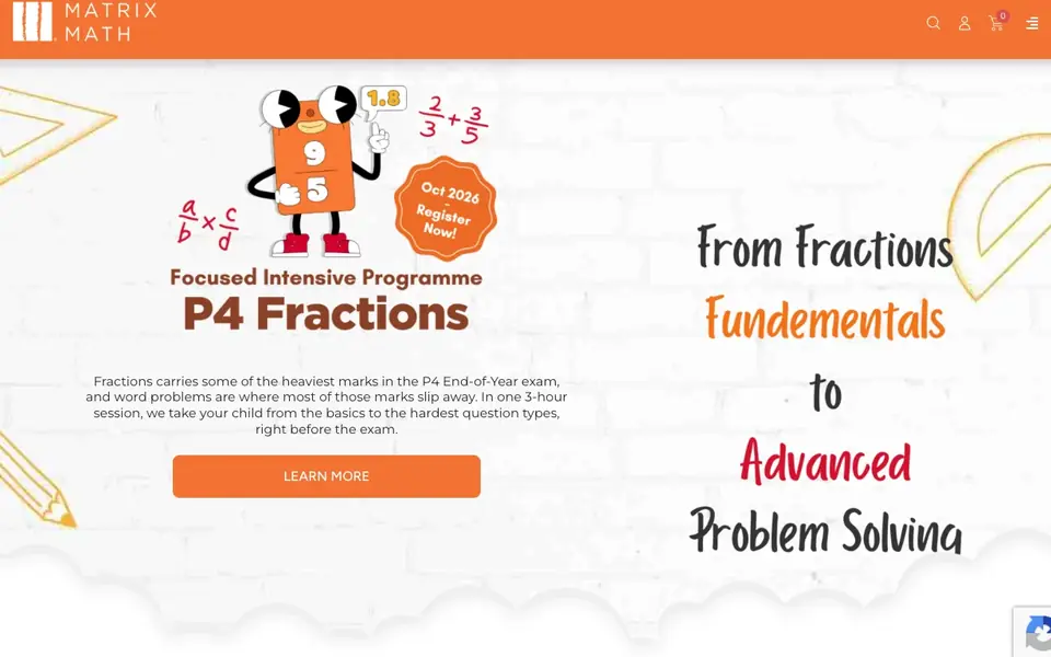 Matrix Math website homepage, 4 Oct 2026