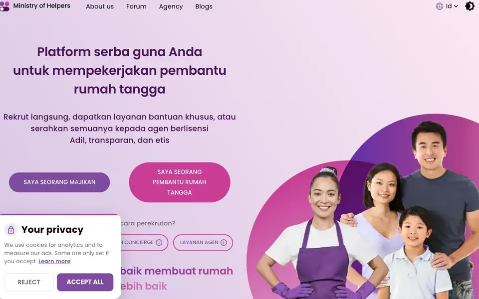 Ministry of Domestic Helpers website homepage, 4 Oct 2026