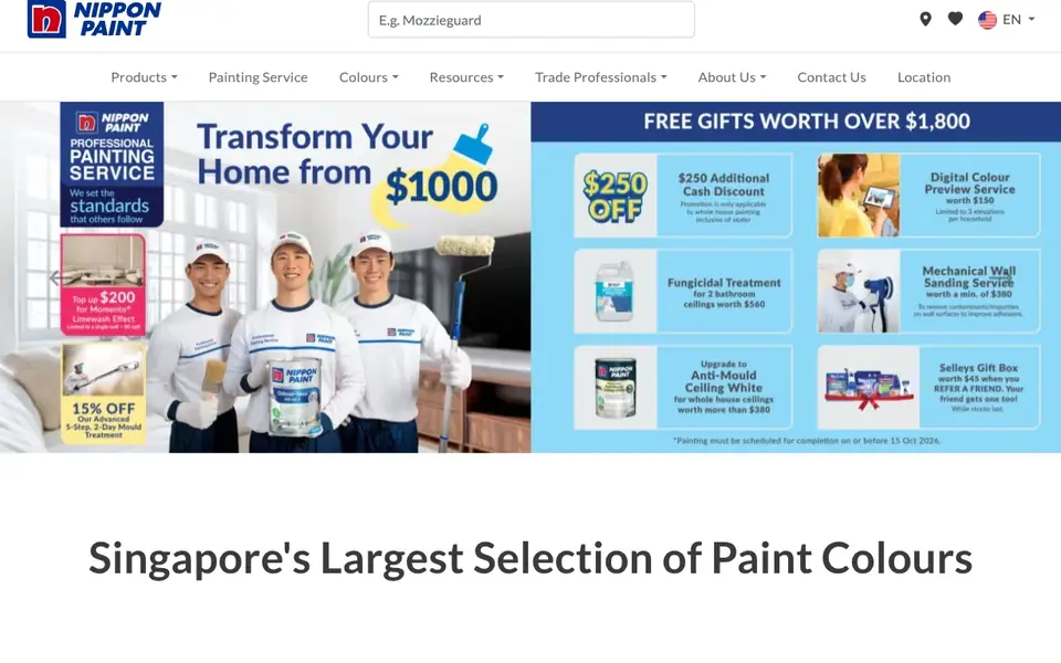 Nippon Paint Singapore website homepage, 4 Oct 2026
