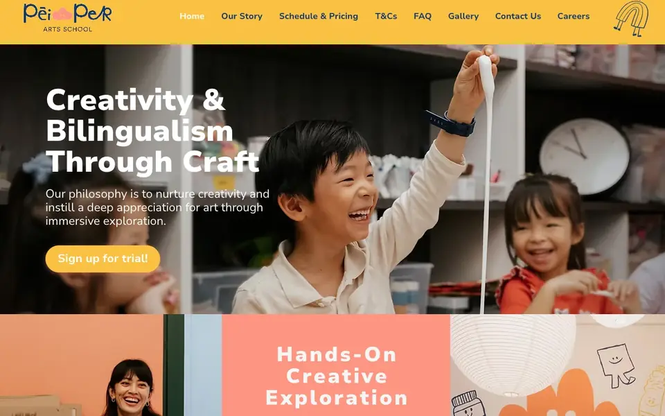 PeiPer Arts School website homepage, 4 Oct 2026