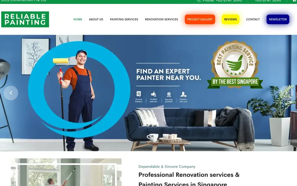 Reliable Painting website homepage, 4 Oct 2026