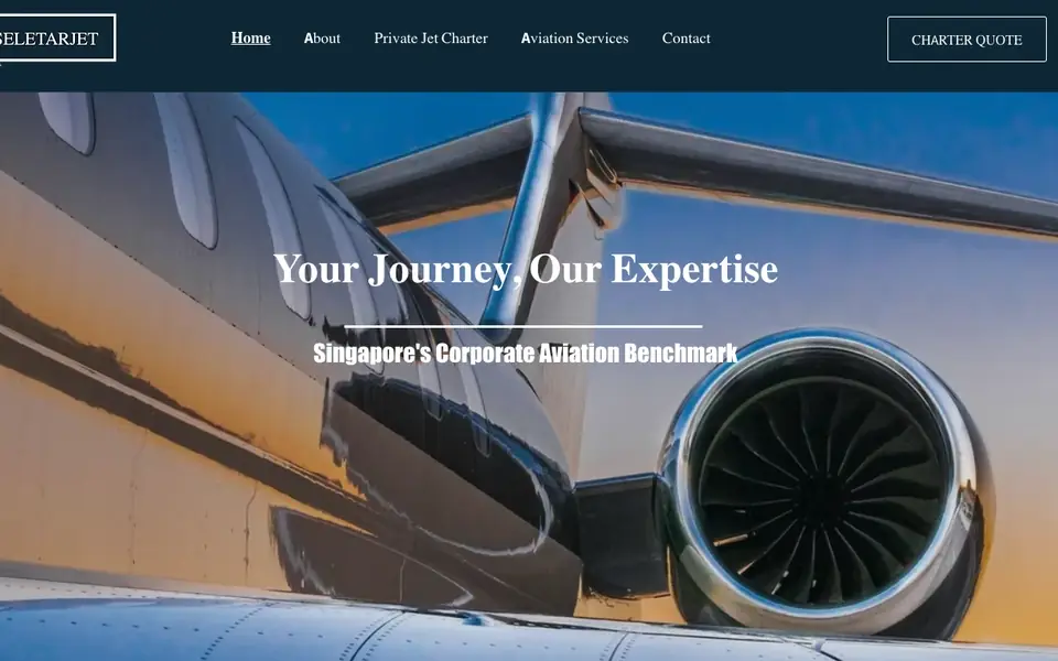 Seletar Jet Charter website homepage, 4 Oct 2026