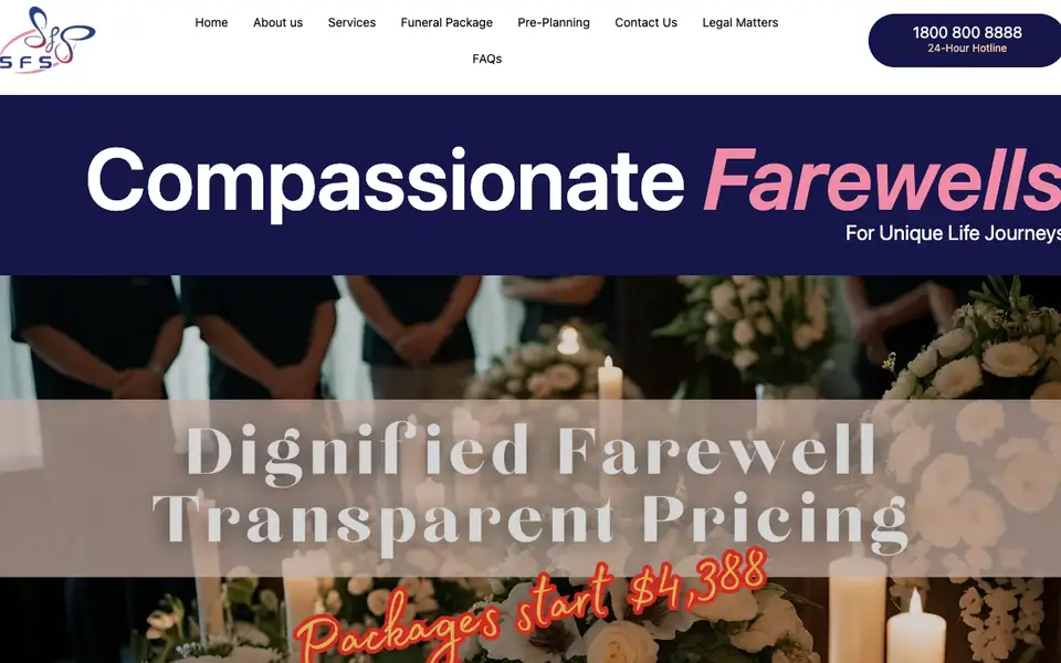 Singapore Funeral Services (SFS) website homepage, 4 Oct 2026