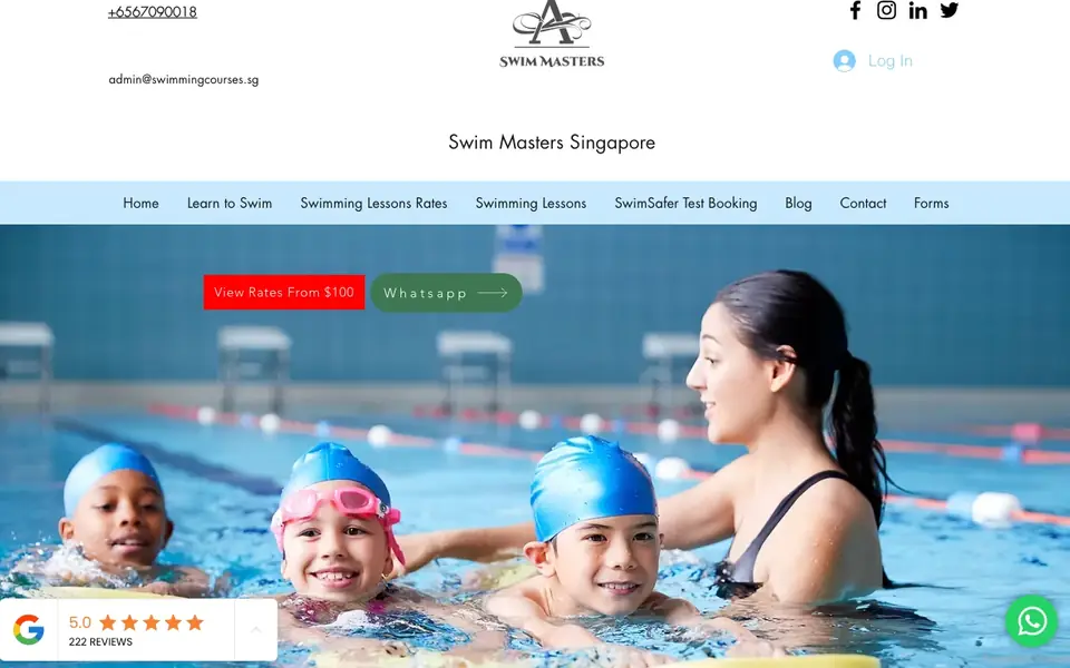 Swim Master website homepage, 4 Oct 2026