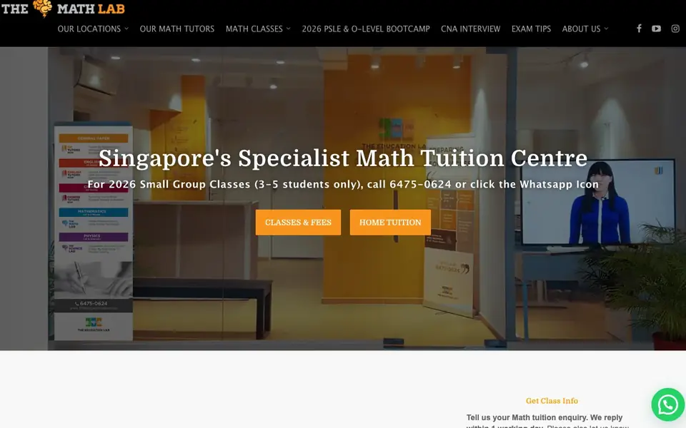 The Math Lab website homepage, 4 Oct 2026