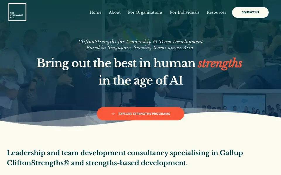 The Strengths Co. website homepage, 4 Oct 2026