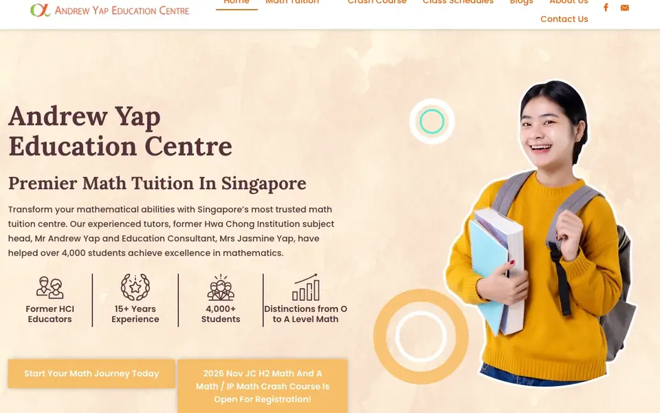 Andrew Yap Education Centre website homepage, 4 Oct 2026