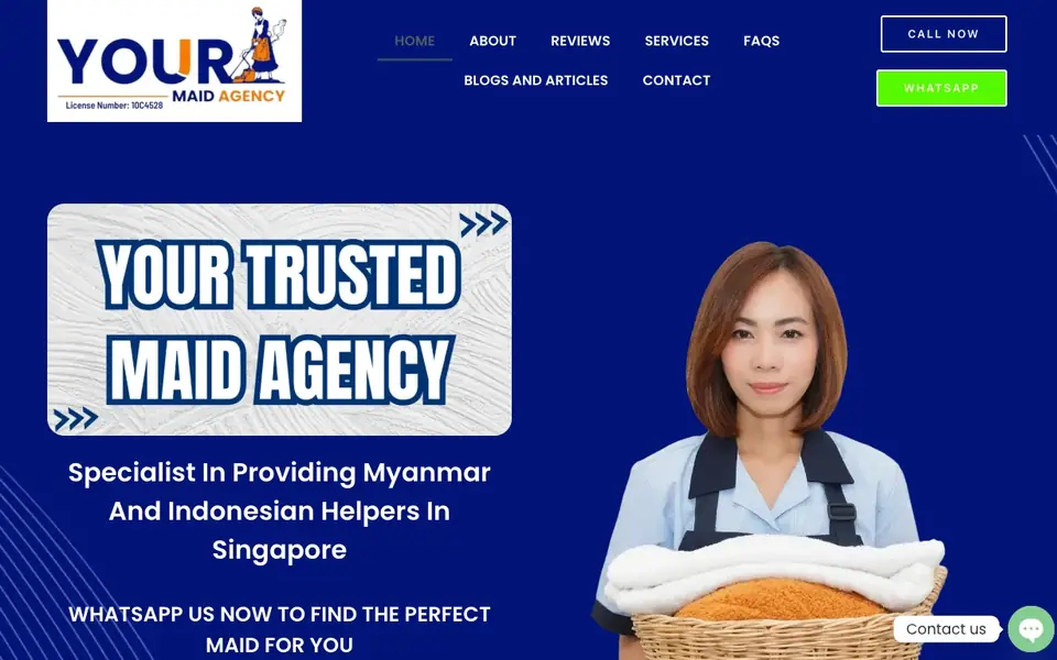 Your Maid Agency website homepage, 4 Oct 2026